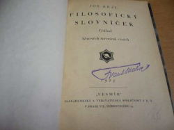 Jos. Král - Filosofický slovníček. Výklad hlavních termínů cizích (1924)