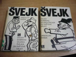 Jaroslav Hašek - Osudy dobrého vojáka Švejka za světové války 1. až 4. díl, 2 svazky (1980)