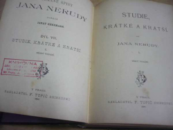 Jan Neruda - Studie, krátké a kratší. Spisy č. 7 a 8 (1894)