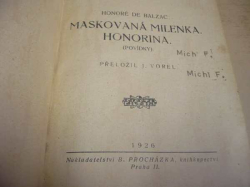 Honoré de Balzac - Maskovaná milenka / Honorina (1926)