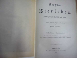 Brehms Tierleben/Brehmův život zvířat. I. až III. díl. (1893) německy, švabachem