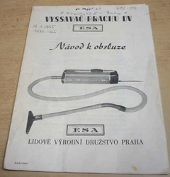 Vyssavač prachu DV ESA. Návod k obsluze (1955)